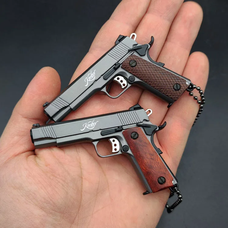 1/3 Mini Pistol Shape Keychain Alloy Gun Model Key Chain Bag Fidget Gadgets Pendant Ornament for Gift for Men Boys 3