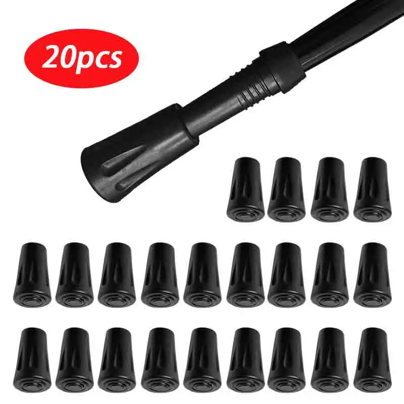 20pcs/pack Trekking Pole Nordic Walk Stick Cane Climb Replacement Alpenstock Outdoor Camp Hike Protector Cap Tip Rubber