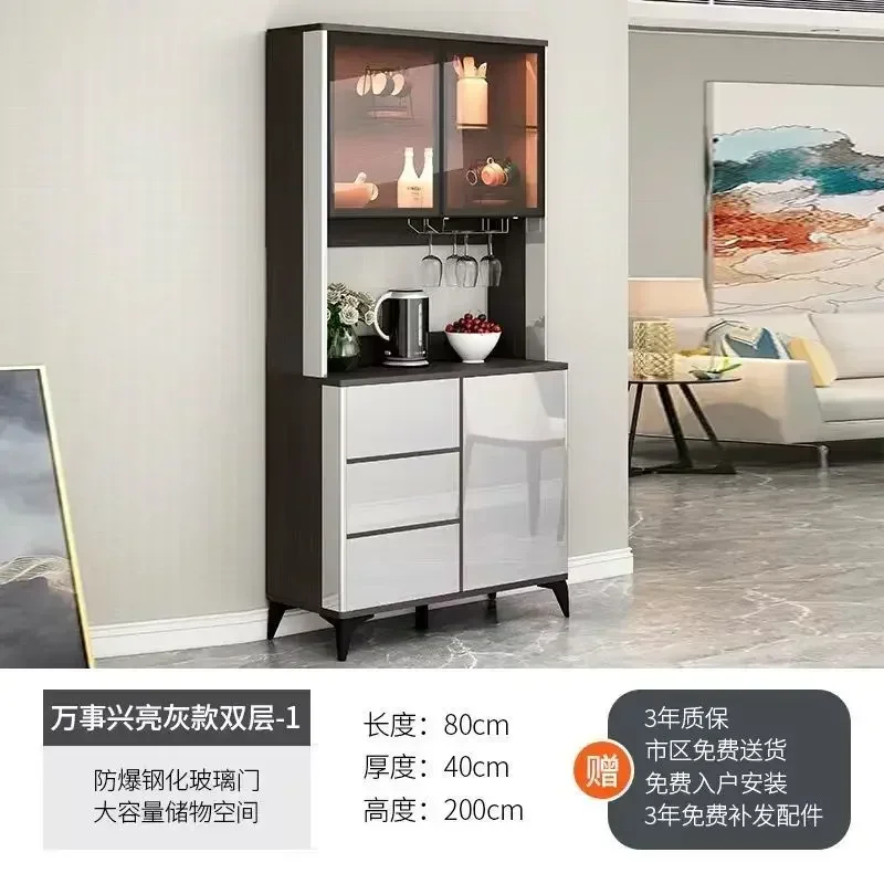 Modern Freestanding Smooth Kitchen Pantry Storage Cabinet with Glass Doors Shelves & Drawers Modern Sideboard Buffet Cabinet 5