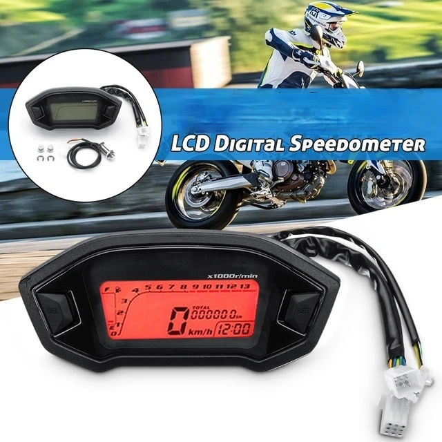 Compteur de vitesse numérique LCD pliable universel pour moto,  rétroéclairage pour véhicule à moteur, Odomcirculation, 7 couleurs, 1 3000,  2 à 4 cylindres, nouveau