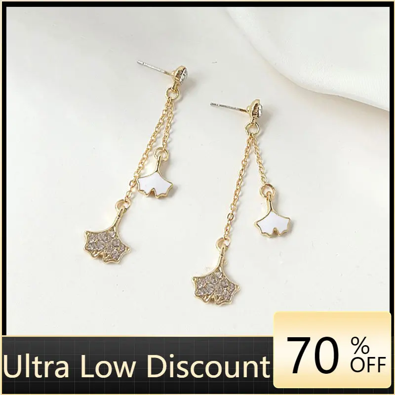 Fashion Leaf Lange Kwast Oorbellen Hanger Ketting Metalen Stud