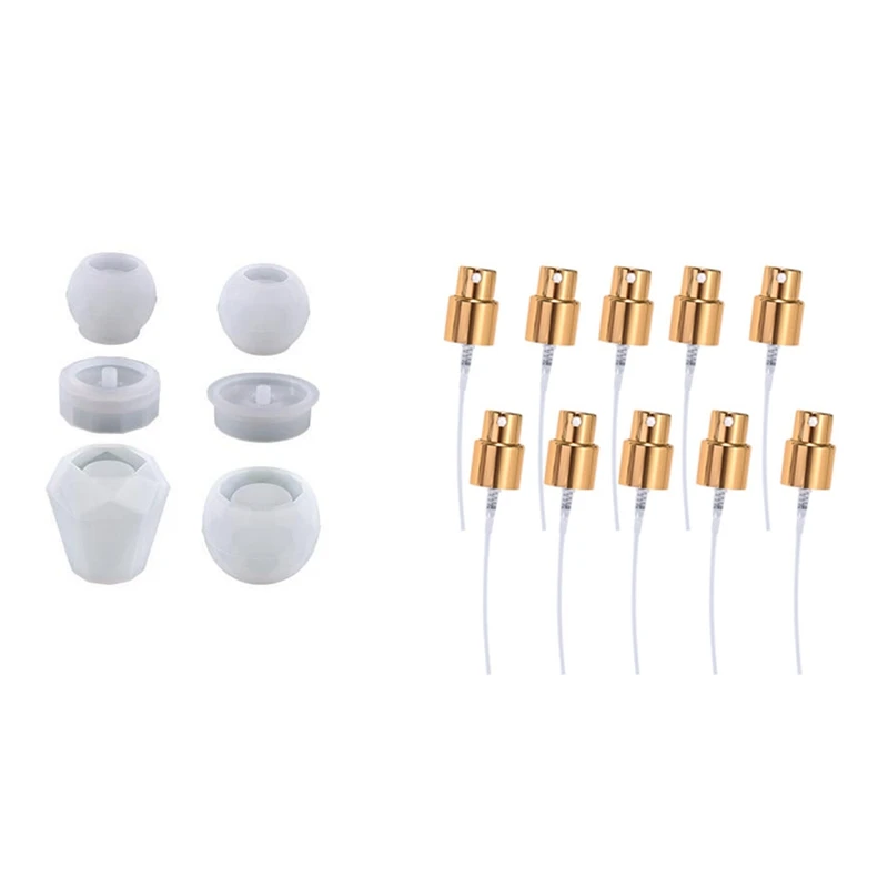 

1Set Perfume Bottle Silicone Resin Mold With 10 Sprayer Heads Refillable Box Jar Silicone Molds For DIY