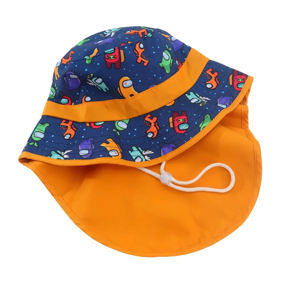 Baby Bucket Hat for Boys Girls Cartoon Children's Beach Shawl Hat Kids Wide  Brim UV Protection Outdoor Panama Summer Sun Caps