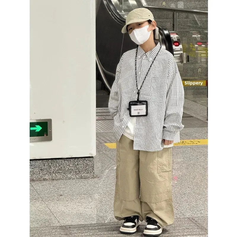 Spring Autumn Long Sleeve Boys Shirt Trendy Outerwear for Children And Teens Spring Fashionable Kids Clothing Male Children's Sh