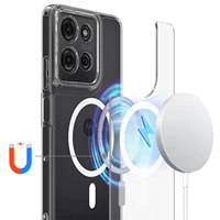Case For Moto G75 Magsafe Magnetic TPU Acrylic Transparent All-wrap Scratch Proof Cover For Motorola G75 Shockproof Bumper 2