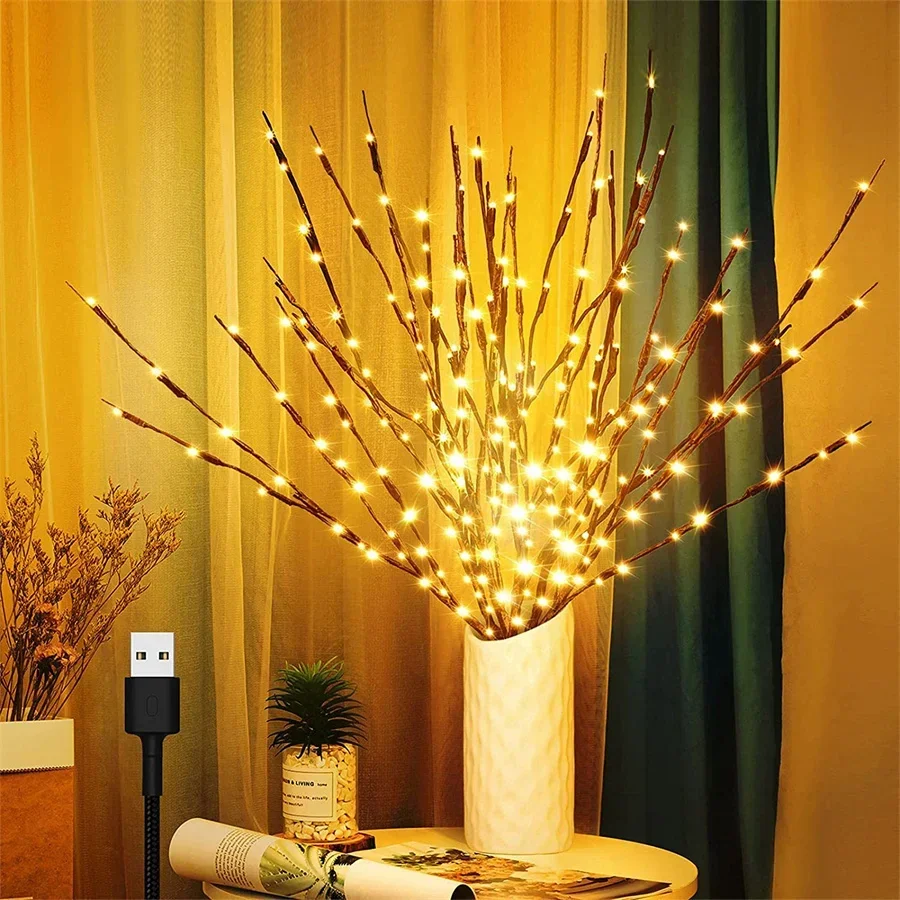 

73CM LED Willow Tree Branch Lamp Floral Night Lights 20 LED Vase Floral Light Home Christmas Birthday Wedding Party Indoor Decor