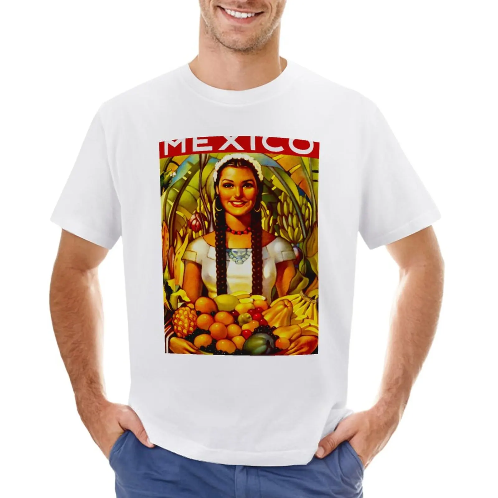 

Vintage Mexico Travel Poster - Fruit T-Shirt oversized cute clothes mens champion t shirts
