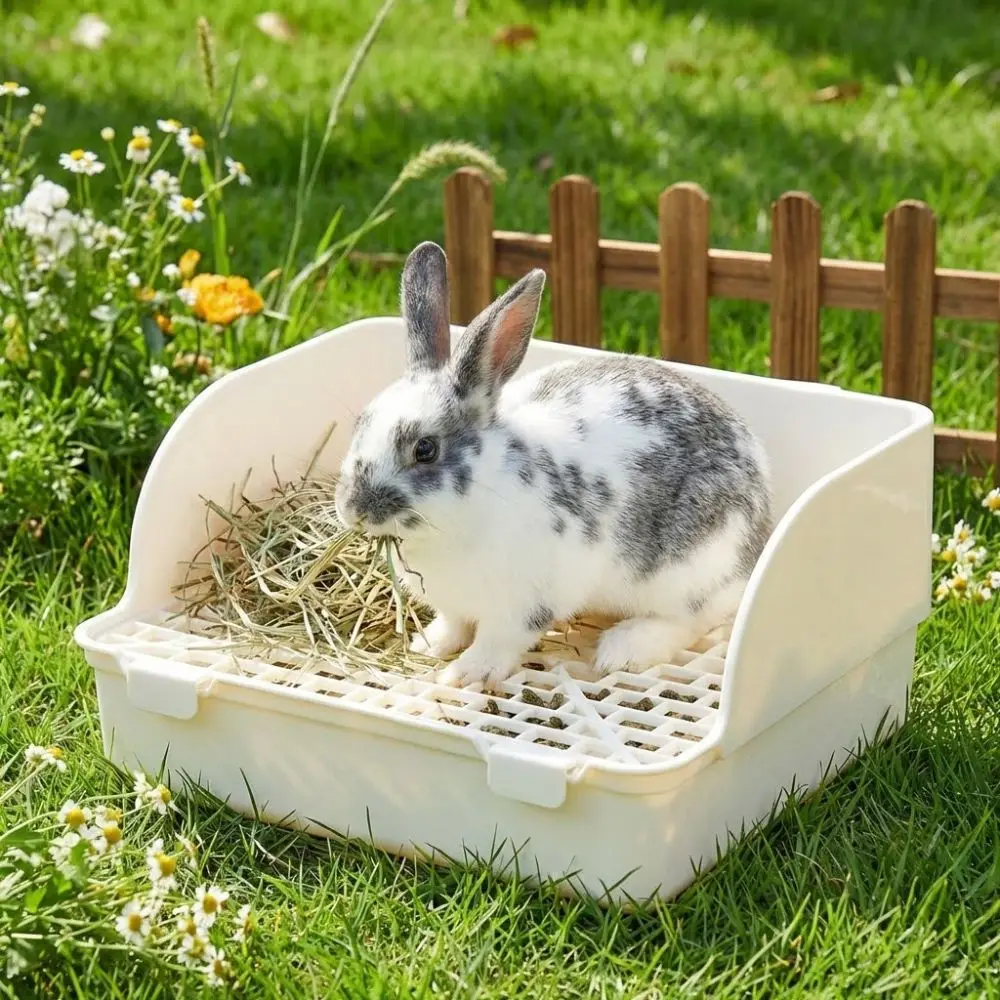 Splash-Proof Rabbit Litter Tray Anti-spill Plastic Animal Potty Trainer ...