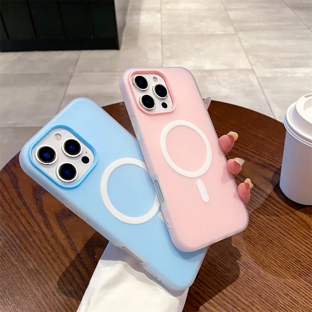 Luxury Candy MagSafe Wireless Charging Matte Phone Case with Magnetic Bumper Cover