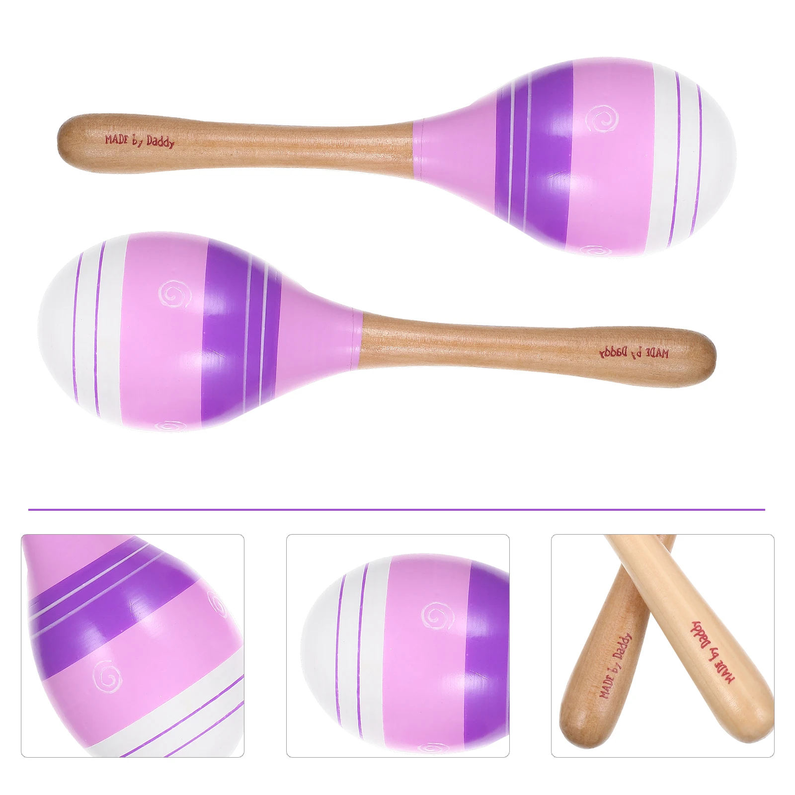 Wooden Toddlers Toys Striped Cartoon Maracas Orff Instruments Entertainment Style Musical Instruments Educational Plaything