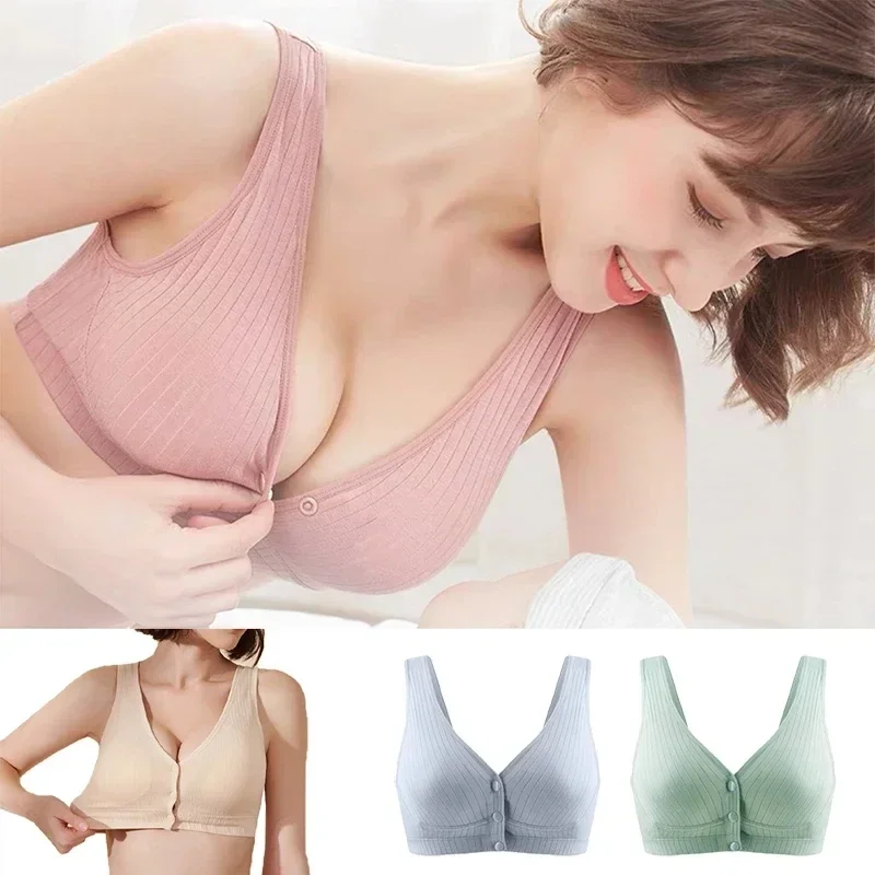 

Бюстгальтер для кормящих матерей из чистого хлопка, женское нижнее белье для грудного вскармливания, женский бюстгальтер без косточек для беременных, женский короткий топ