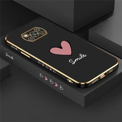 Cute Love Heart Silicone Soft Phone Cover - Smile Case for Poco X2 (Black-162B)