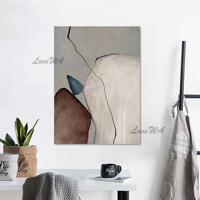 

Acrylic Wall Linen Canvas Art Simple Line Design Contemporary Abstract Oil Painting Frameless Showpiece For Home Decoration