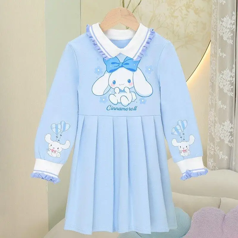 Sanrio 헬로 키티 마이 멜로디 긴 소매 스웨트 프린세스 드레스 소녀 어린이 베이비 봄 가을 새로운 한국 스타일 패션