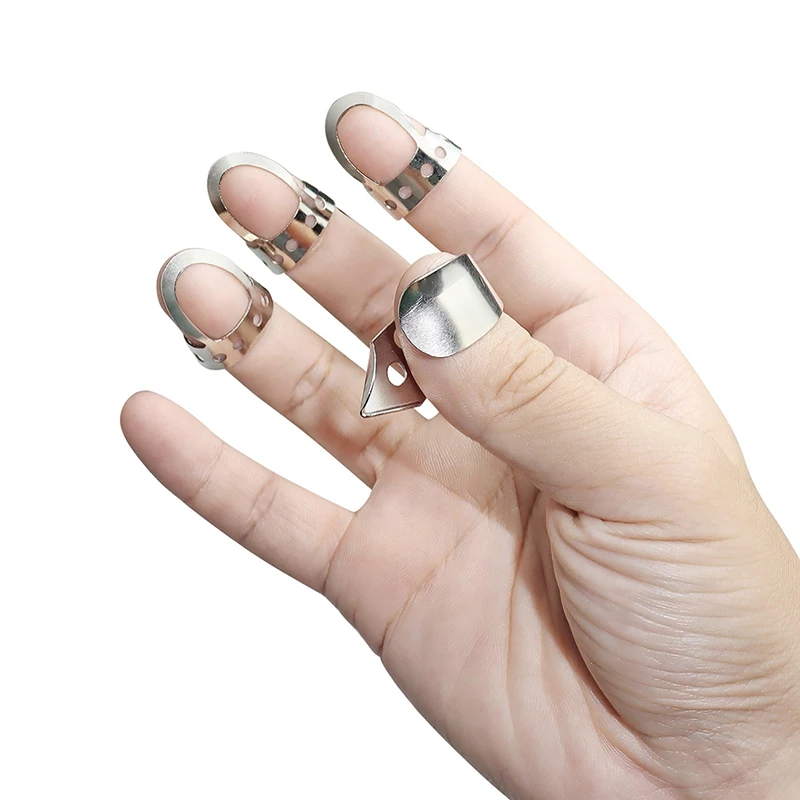 4Pcs Metal Thumb Finger Guitar Picks Stainless Steel Guitar Picks for Acoustic Banjo Ukulele