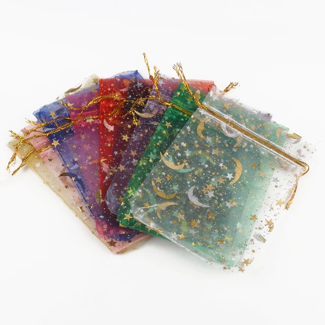 프린팅 스타 문 오간자 자루: 소중한 보석과 선물을 위한 반짝이는 보관함