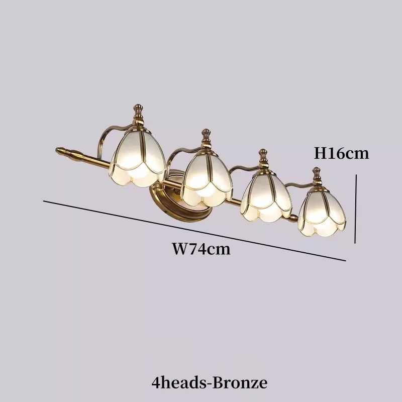 Nordic LED Bathroom Mirror Light Fixture Pull Chain Switch Home Lighting Copper Glass Nodern Wall Lamp Sconce Lampara Pared