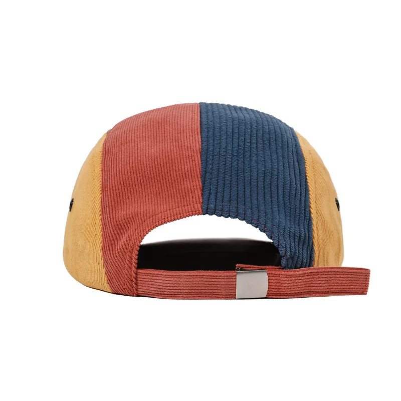 New Custom Logo Color Blocking Corduroy 5 Panel Baseball Caps Outdoor Casual Women Adjustable Trucker Cap Men Retro Peaked Hat 3