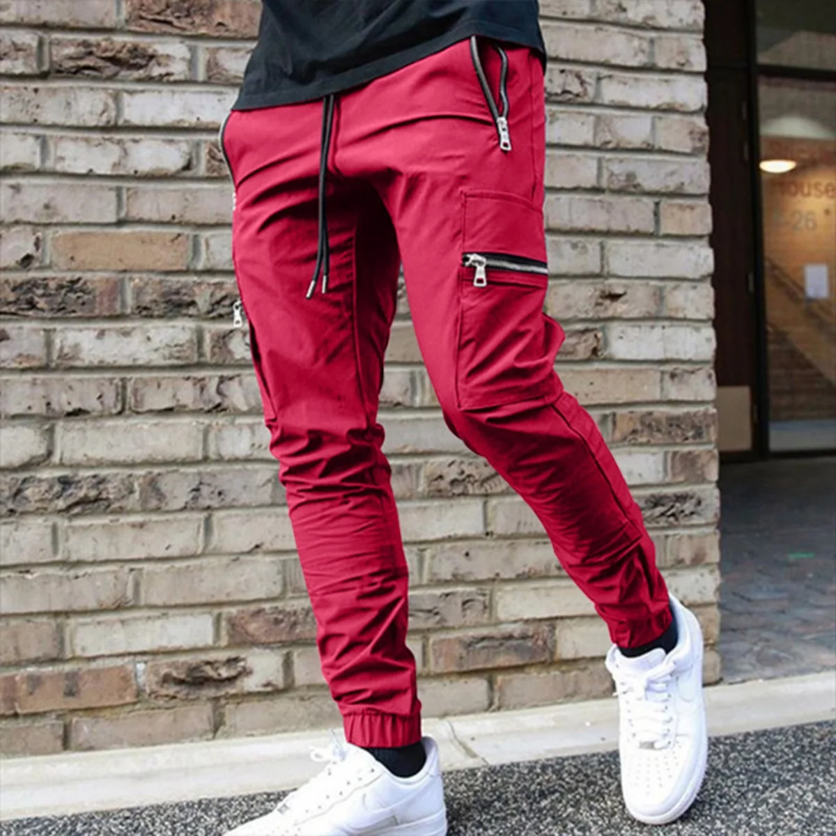 Boys spring and summer leisure fashion multi-pocket zipper clean version loose leg overalls 6