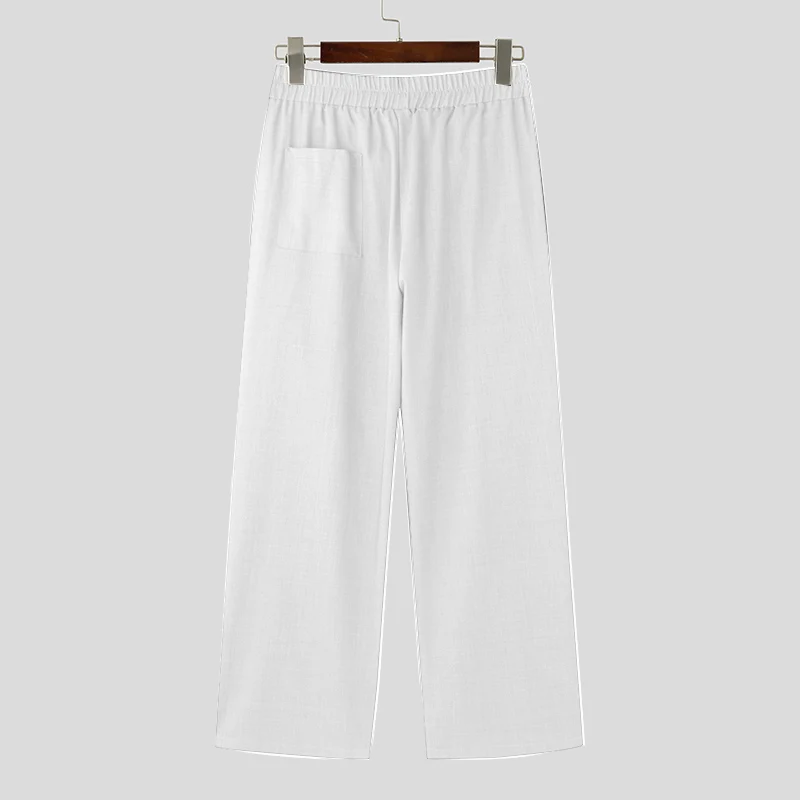 INCERUN Männer Hosen Einfarbig Lose Jogger Beiläufige Gerade Hosen Männer Streetwear 2024 Plissee Koreanischen Stil, Mode Lange Hosen – Detail 14