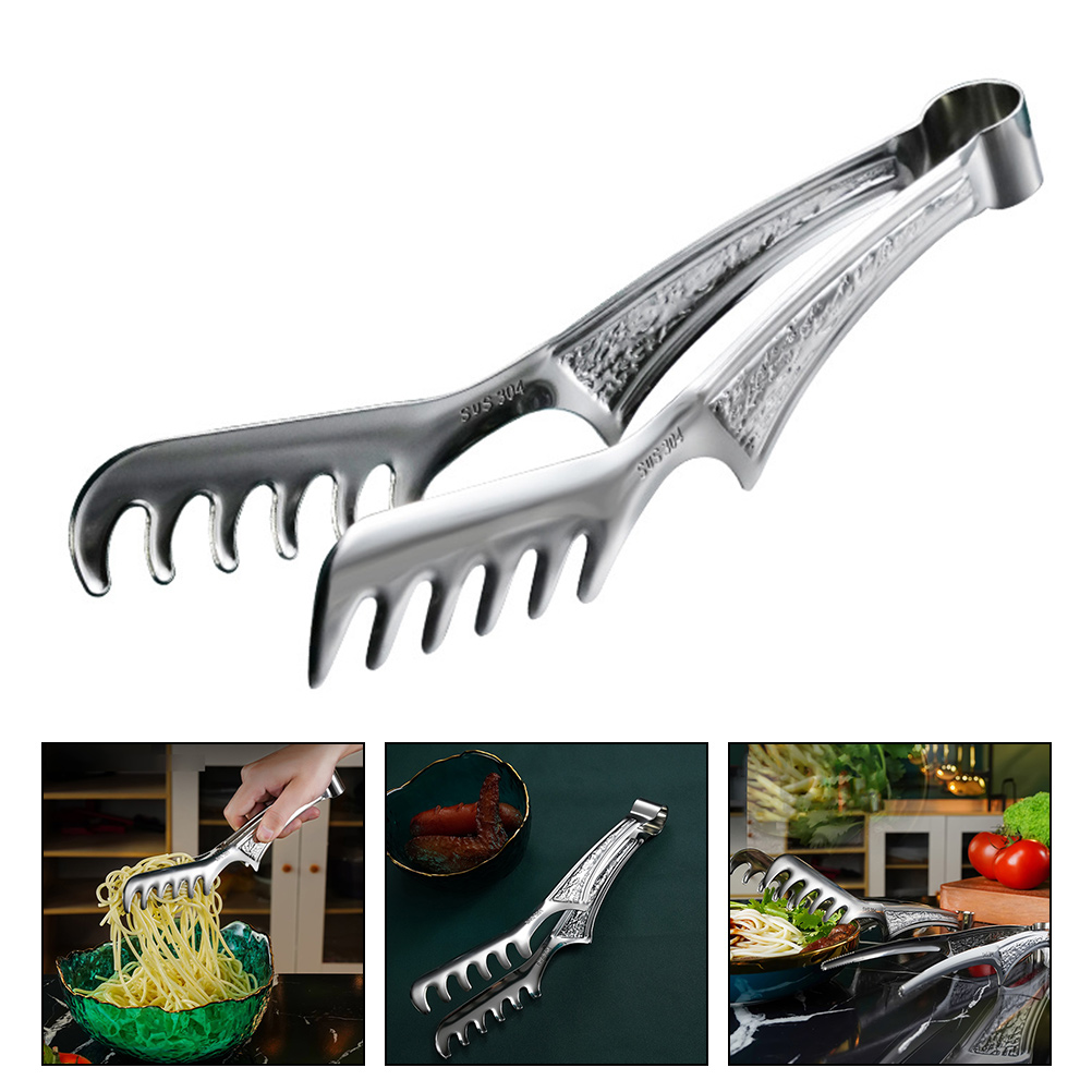 Stainless Steel Pasta Clips Noodles Spaghetti Food Holder Barbecue Clamp Buffet Tong Home Steak Multi-function Bread Tongs