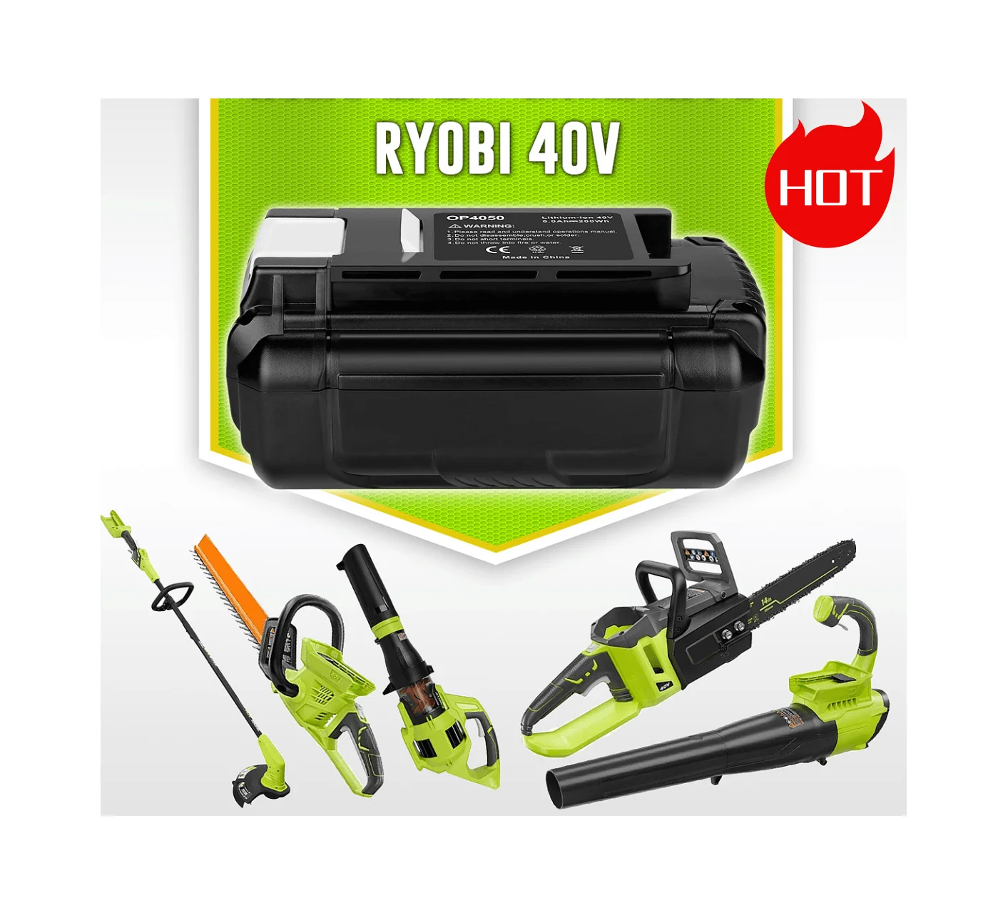

40V 6.0Ah Replacement Lithium Battery Suitable for Ryobi, 100% Compatible with Cordless tool OP4050 OP4060 OP4015 OP4026 OP4030
