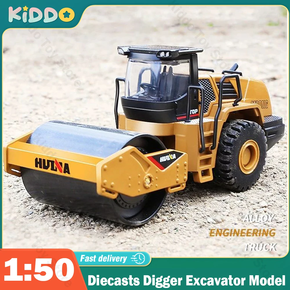 Huina 1:50 Diecasts Digger Excavator Model Backhoe Loader Toy Vehicles Bulldozer Toys for Boys Collectables Christmas Gifts huina 1 50 miniatures of metal car loader truck loader excavator crawler model crawlers toys for boy diecasts toy vehicles