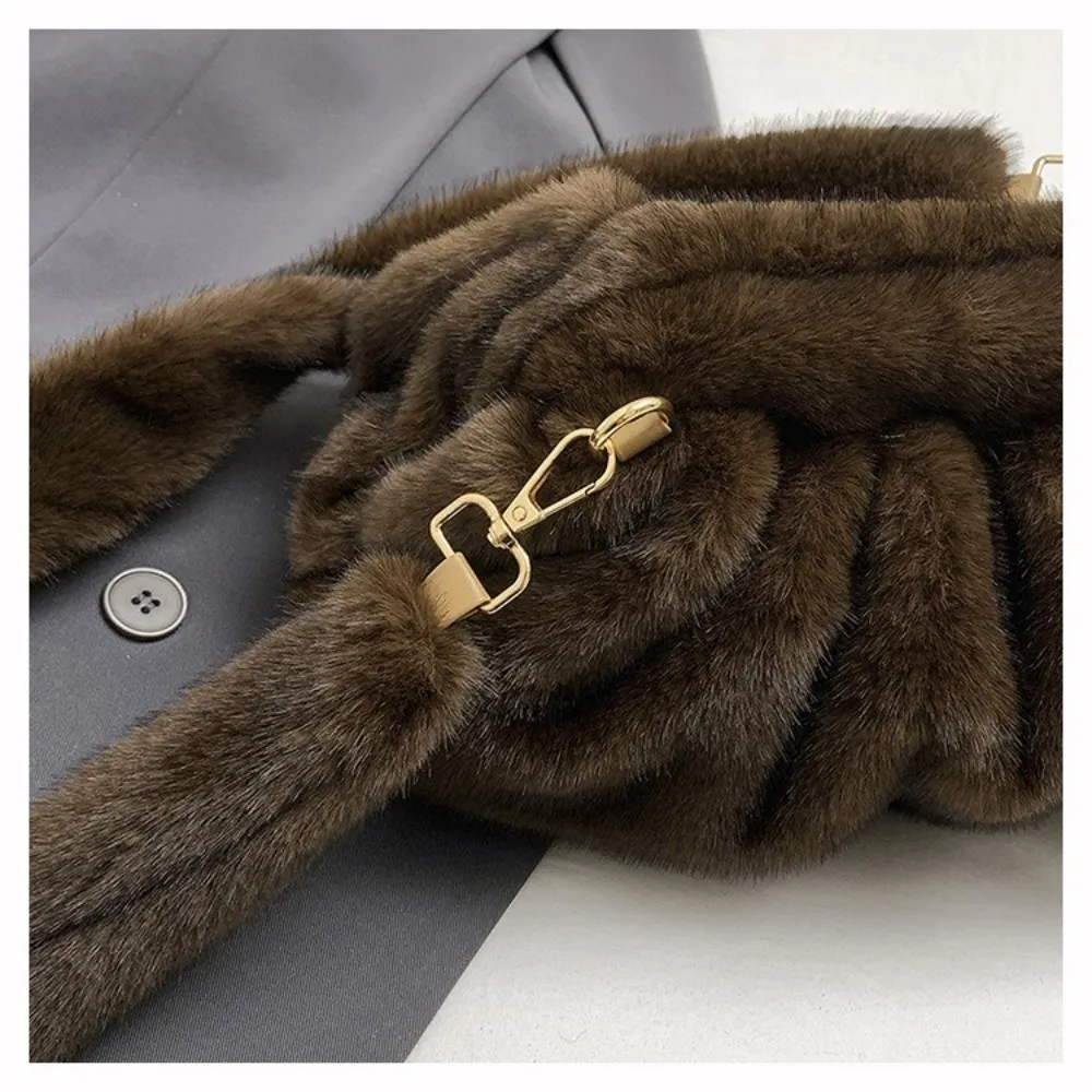 Cute Large Capacity Crossbody Bag Wrinkle Relaxed Texture Mink Fur Ladies Handbags Solid Color Shoulder Bag Female