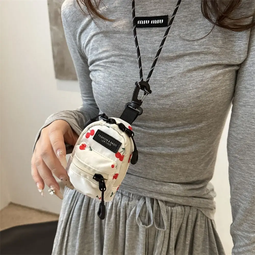 New Neck Hanging Coin Purse Daisy Printed Creative Portable Mini Backpack Key Bag Earphone Storage Bag Mini Hanging
