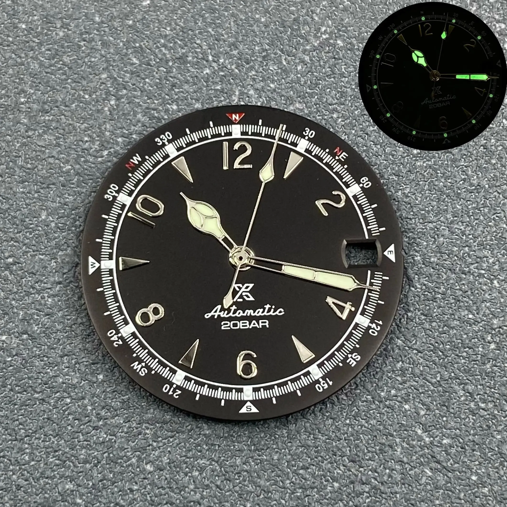 Vintage Olive Green Luminous Watch Dial - 28.5mm Watch Face Accessories
