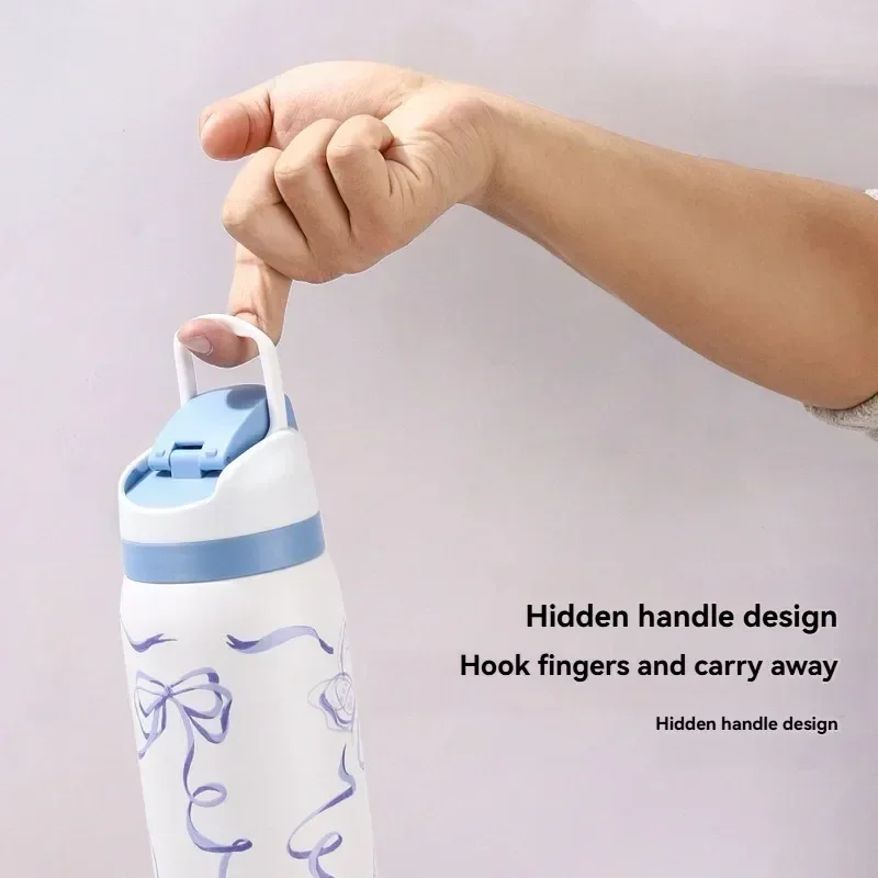 New Outdoor Products Fashion Cartoon Pattern Jump Cup Stainless Steel Insulated Bottle Arge-capacity Sports Kettle