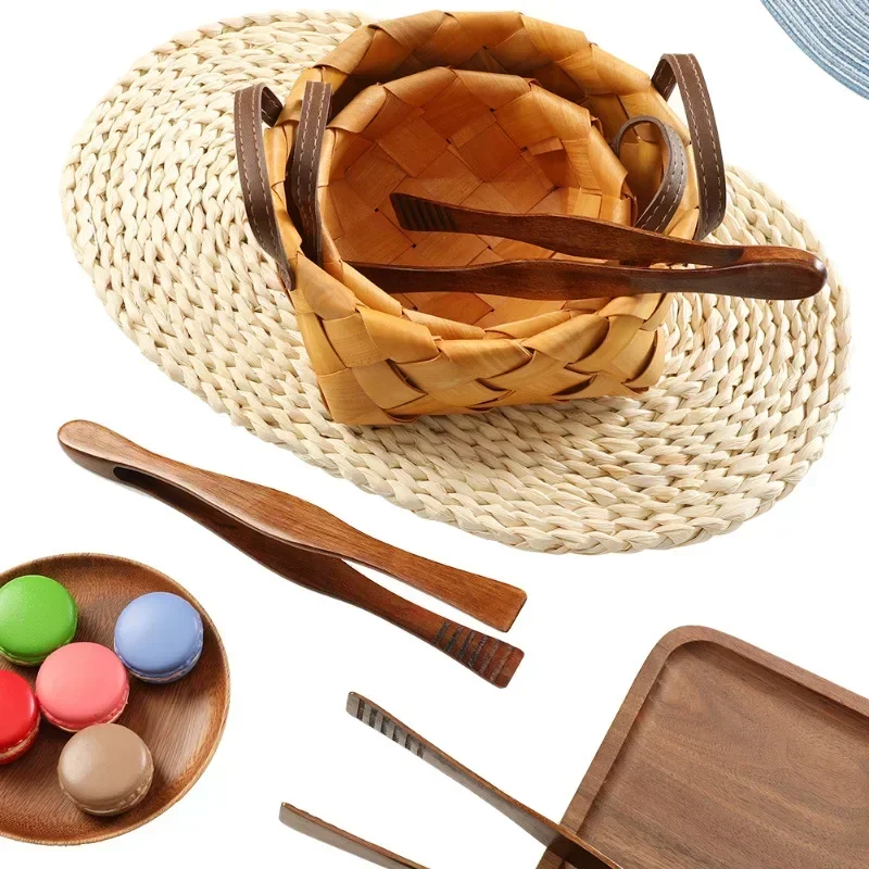 Salad Bacon Steak Bread Cake Wooden Clip Home Kitchen Utensil 1PC New Bamboo Cooking Kitchen Tongs Food BBQ Tool