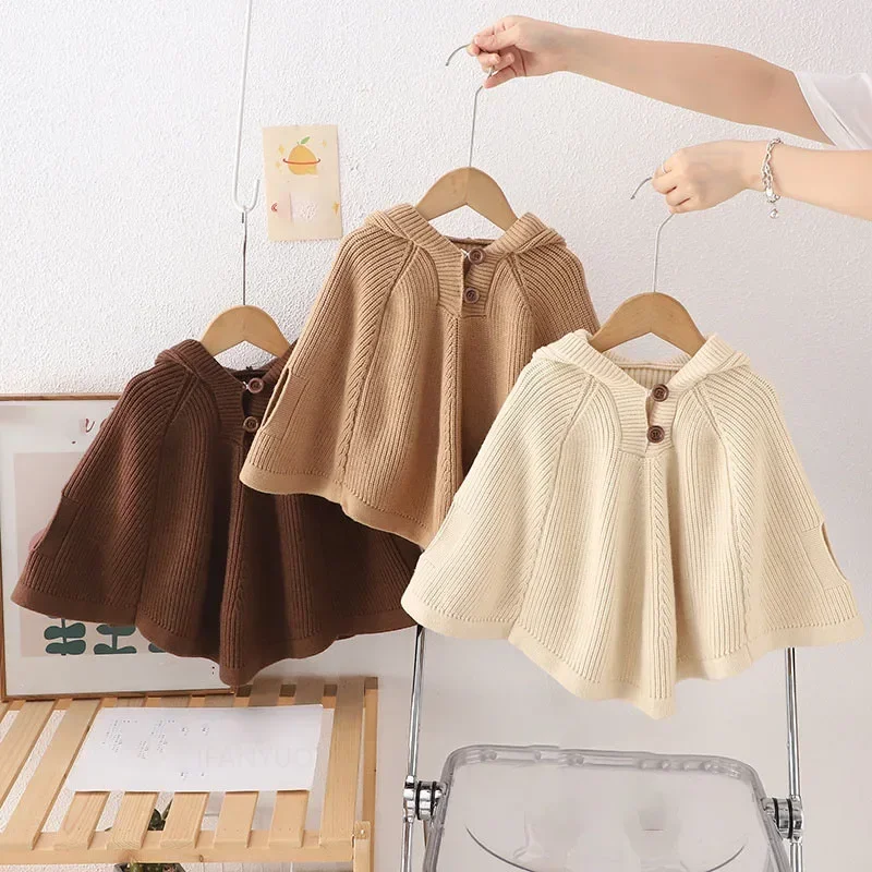 Korean Girl Infant Toddler Sweaters Cloak Baby Clothing Coat Cute Fashion Autumn Winter Outdoor Windproof Jackets Kids Outerwear