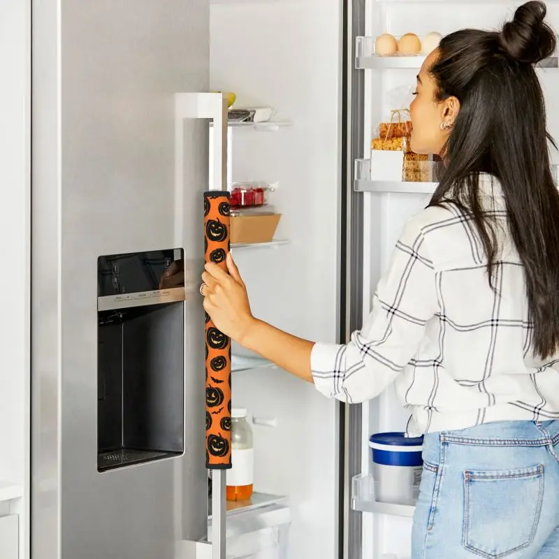 Halloween, pumpkins, bats Refrigerator Door Handle Cover Kitchen Appliance Decor Handles Antiskid Protector Gloves Fridge Keep