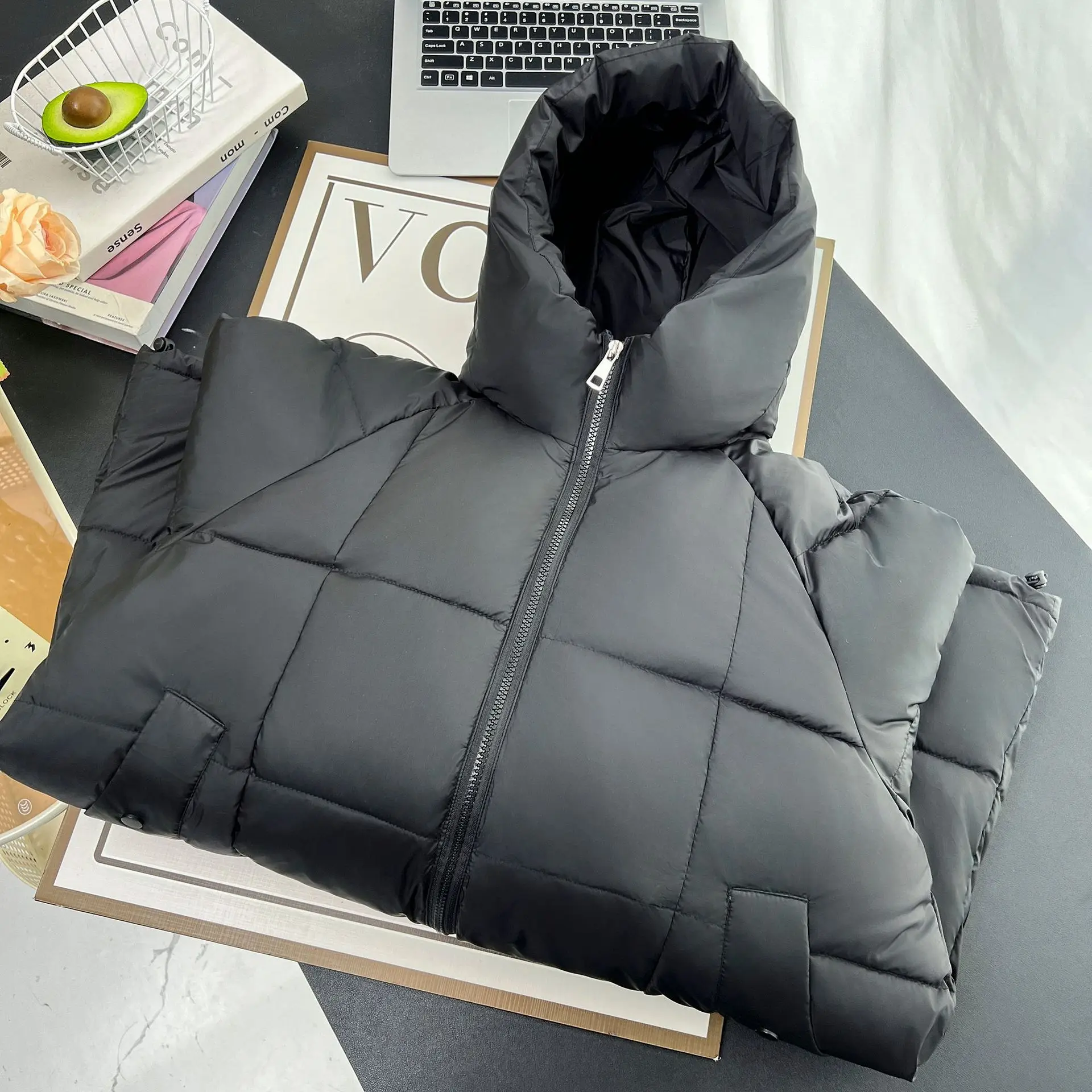 XXXXXL Fashion Plus Size Women's Parkas Winter Loose Simple Raglan Sleeves Hooded Thick Warm Long Padded Coat 6857