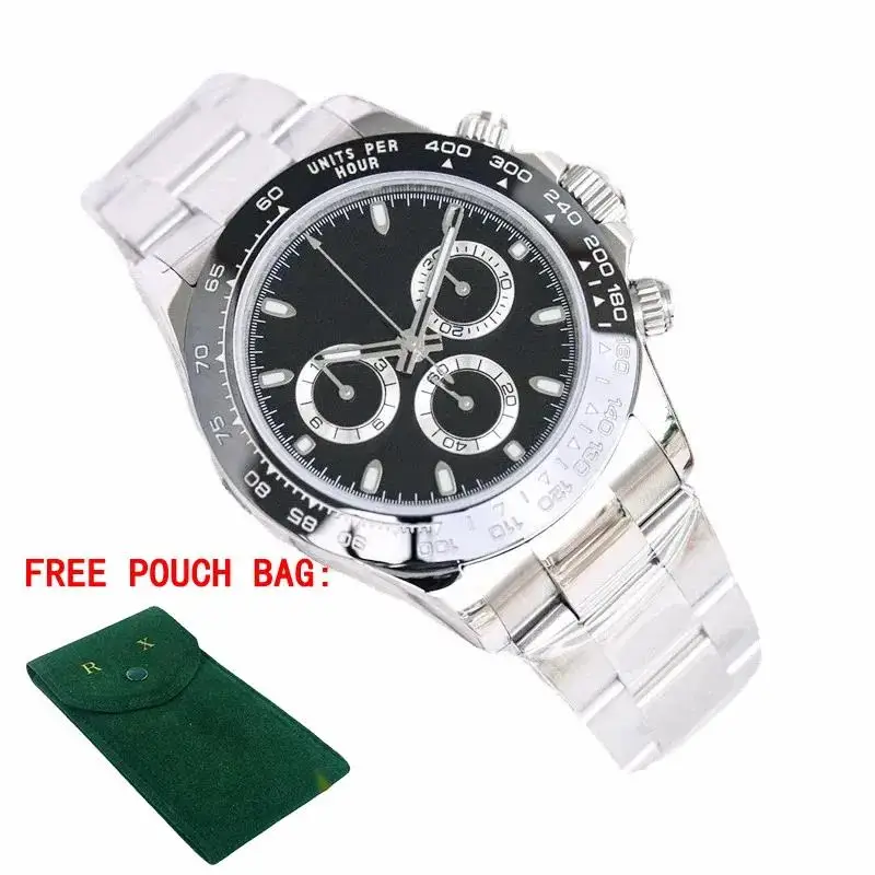 

Luxury Men's Automatic Mechanical Watch Stainless Steel Bracelet Panda Eye Black Blue Ceramic Bezel Sapphire