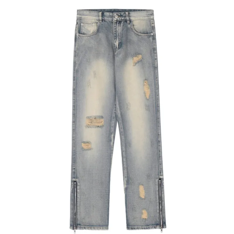 

DTDOM Holes Washing Distress Jeans 2023 Autumn And Winter Man New High Street Korean Style Casual Hip Hop Zipper Style Jeans
