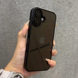 Vibrant Clear Candy Color Shockproof Phone Case with Protective Acrylic Back Cover - iPhone 15 Plus (Black)