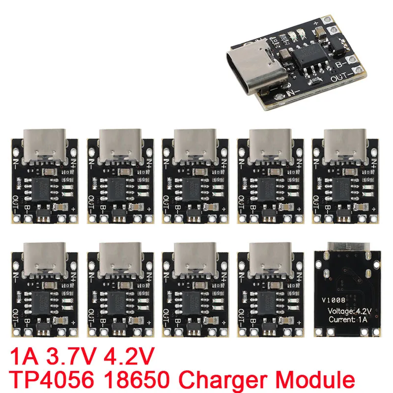 10Pcs/1Pcs 미니 리튬 배터리 충전 패널 1A 삼원 리튬 배터리 3.7V4.2V 충전기 모듈 Type-C 보호 보드 포함