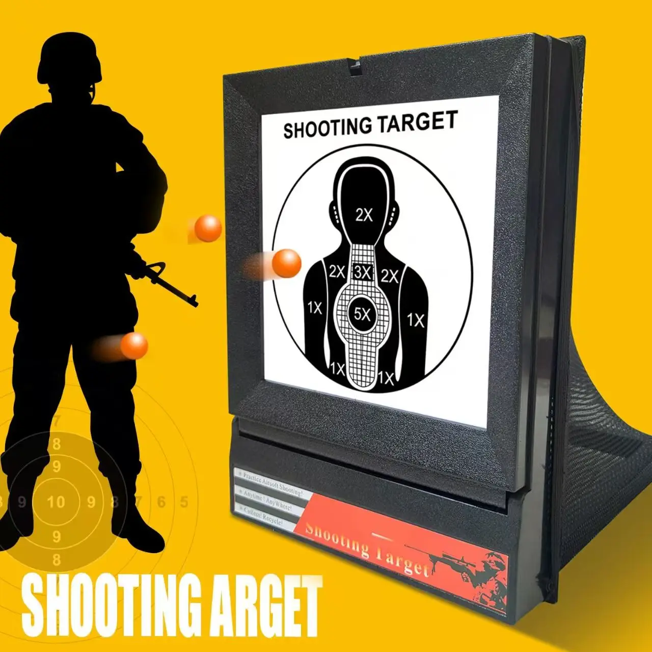 Cible Airsoft AA1 avec filet récupérateur - Cible métallique pliable portable pour BB et plombs