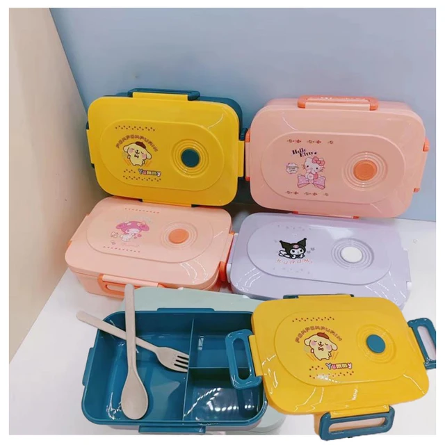 Kawaii Plastic Three Compartment Lunch Box With Compartment For