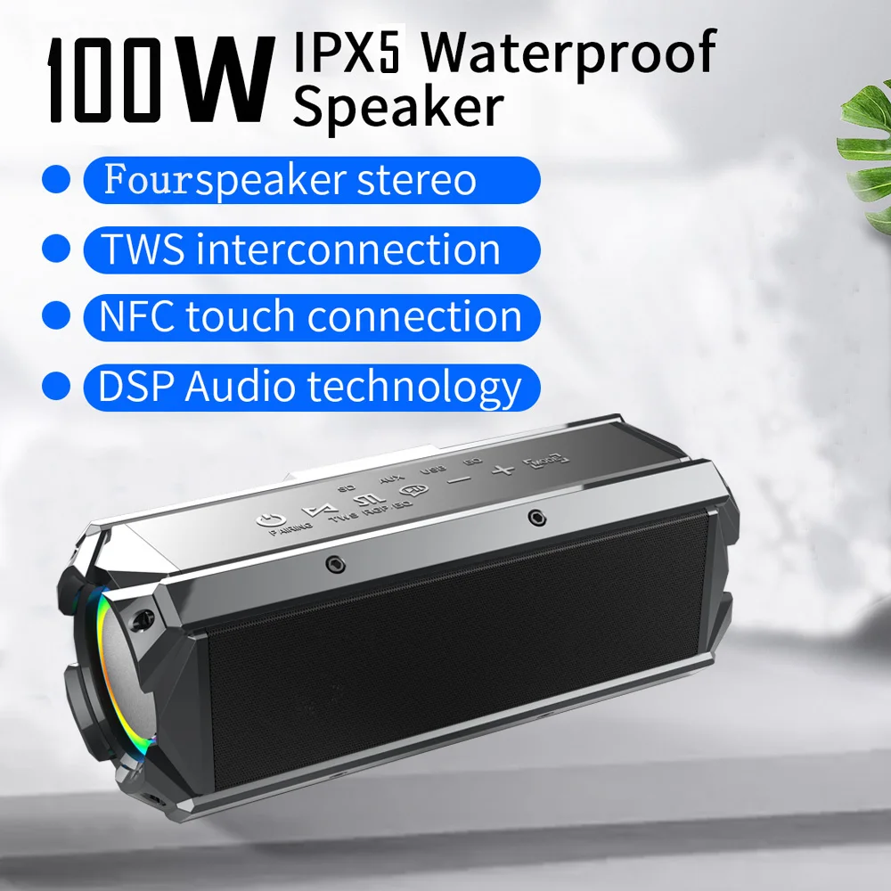 

100W High Power Speaker Home Theater TWS 3D Stereo Subwoofer Sound Box Caixa De Som Outdoor Wireless Portable Bluetooth Speaker