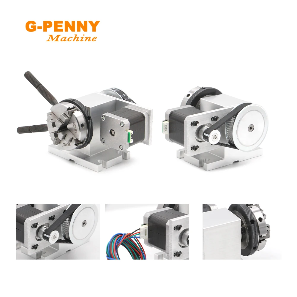 4th Axis Kit With Tailstock Rotate Axis 50/65mm CNC Dividing Head Rotation 4:1 For Mini Router With Nema17 Stepper Motor
