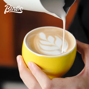 Bincoo Tazza da caffè in ceramica colorata Mini Bocca inclinata Tazza a bocca larga irregolare Tazza da tirare per la casa Bella tazza da 200 ml 1
