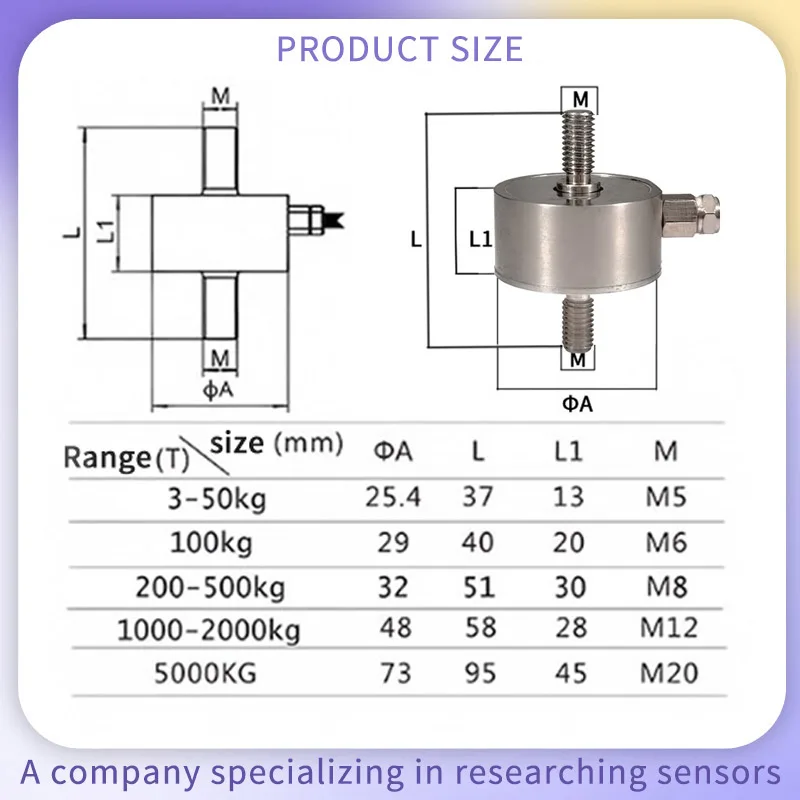 Mini Rod-Type Capsule/Diaphragm-Box Load Cell Force Weight Sensor Test Tension Compression Accuracy 0.02% Stainless Steel China