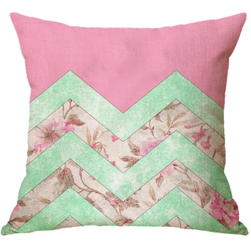 Home Decor Colorful Geometric Cushion Cover For Sofa Office Decoration Nordic Leaf Print Throw Pillow Cover Car Pillowcase 
