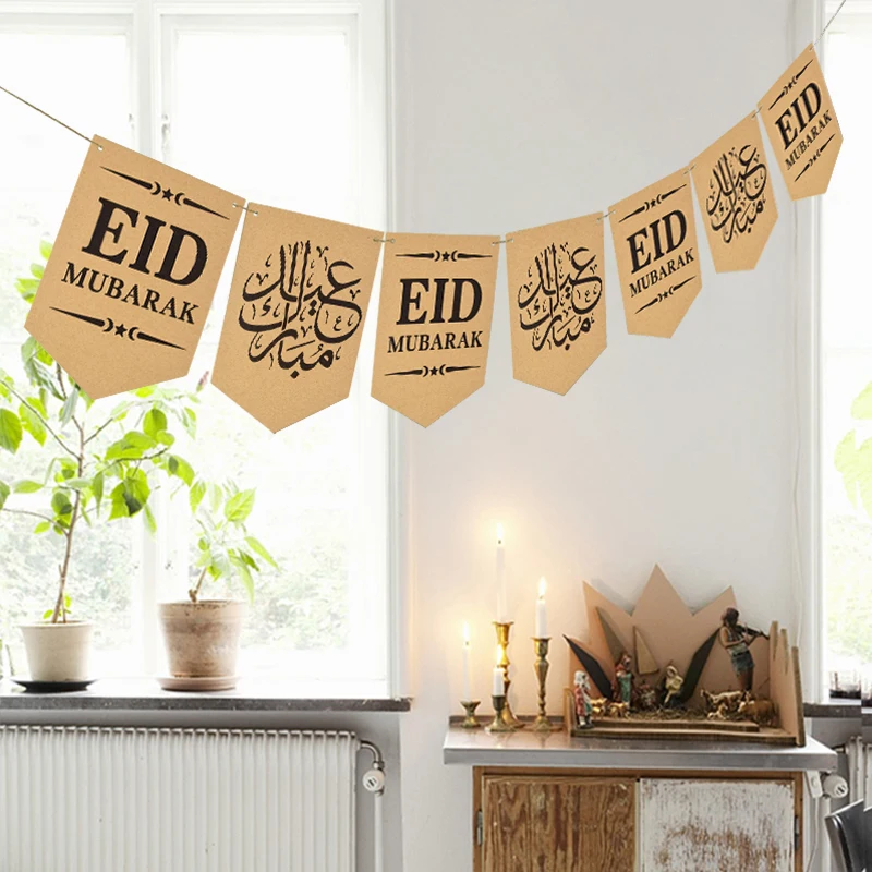 Party Decorations Paper Banner EID Mubarak cartoon sheep pendant for Ramadan Kareem DIY home decoration accessories Islamic party supplies 1set