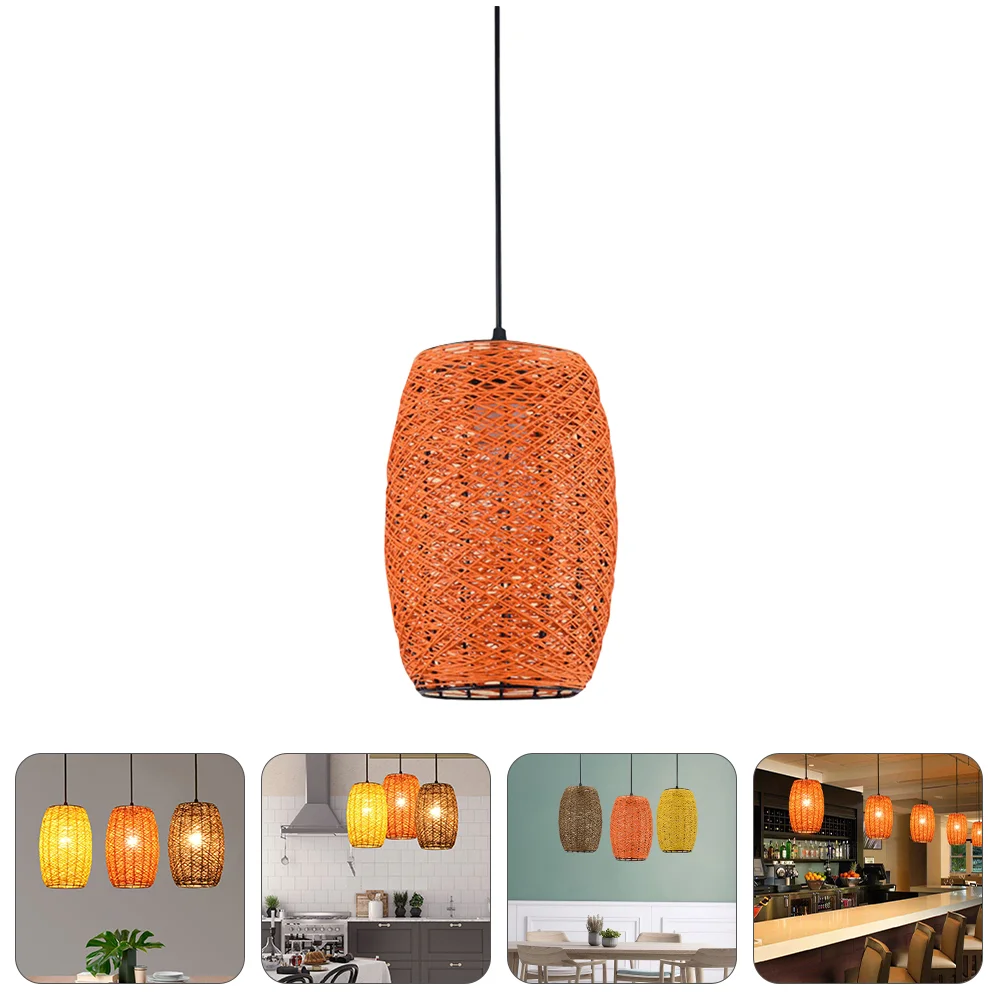 

Rope Light Rattan Woven Chandelier Vintage Lamp Shade Bamboo Weaving Hanging