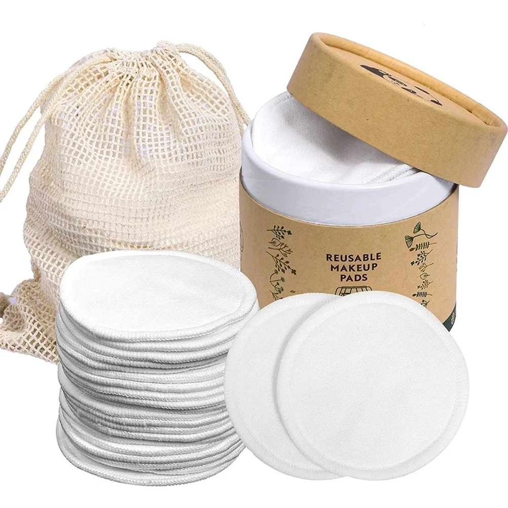 Eco-Friendly Reusable Makeup Remover Pads Set – 20 Washable Cotton Rounds with Laundry Bag and Storage Box
