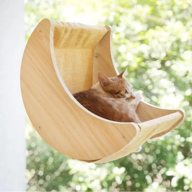 Wooden Cat Window Hammock with Suction Cups - Hanging Swing Bed Perch for Cats & Small Dogs | Space-Saving Pet Lounger Winter Wooden Cat Window Hammock with Suction Cups - Hanging Swing Bed Perch for Cats & Small Dogs | Space-Saving Pet Lounger Winter